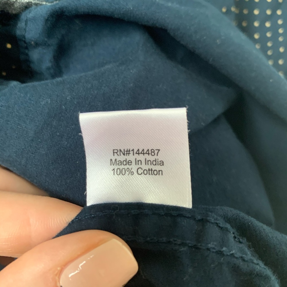 Men’s Navy and tan casual button down - Picture 4 of 4